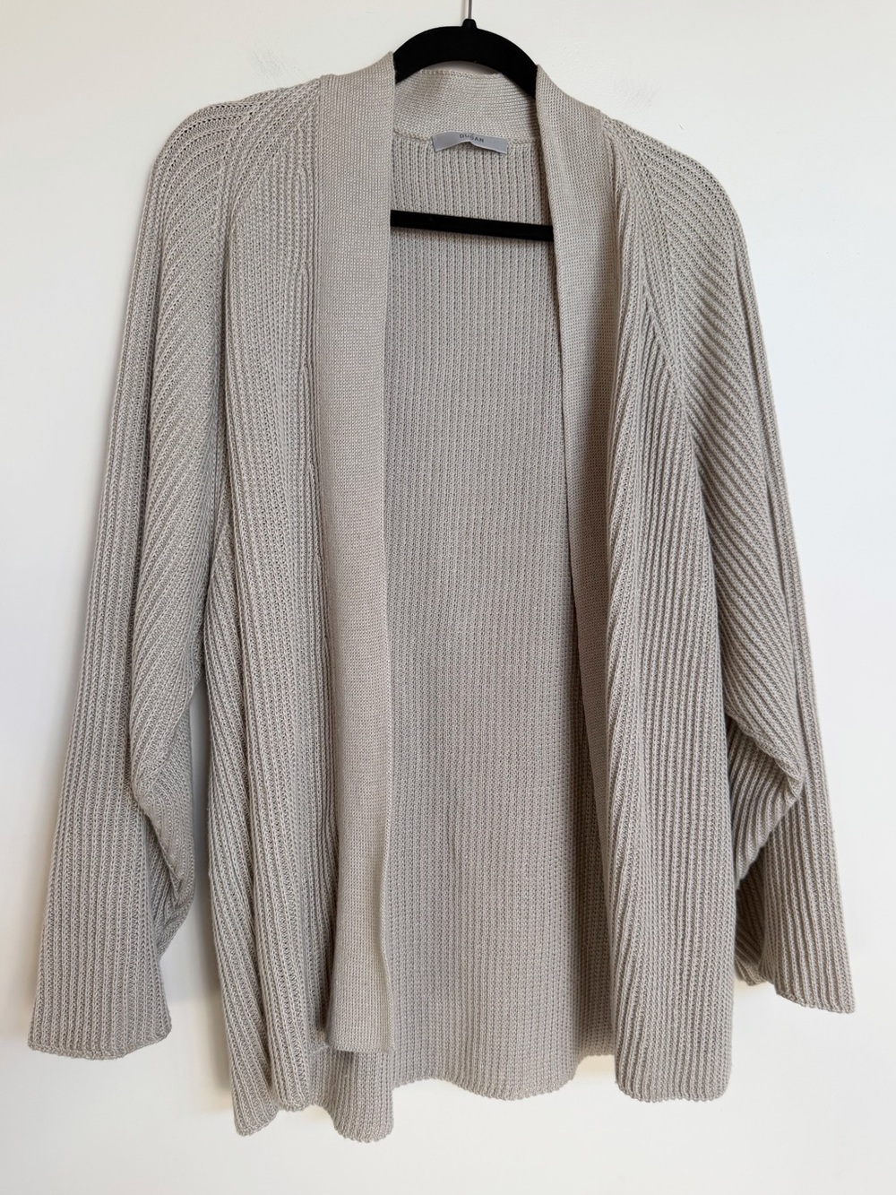 DUSAN Linen Cashmere Silk Short Ribbed Knit Raglan Cardigan Sweater One Size
